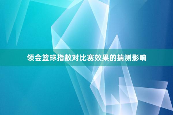 领会篮球指数对比赛效果的揣测影响